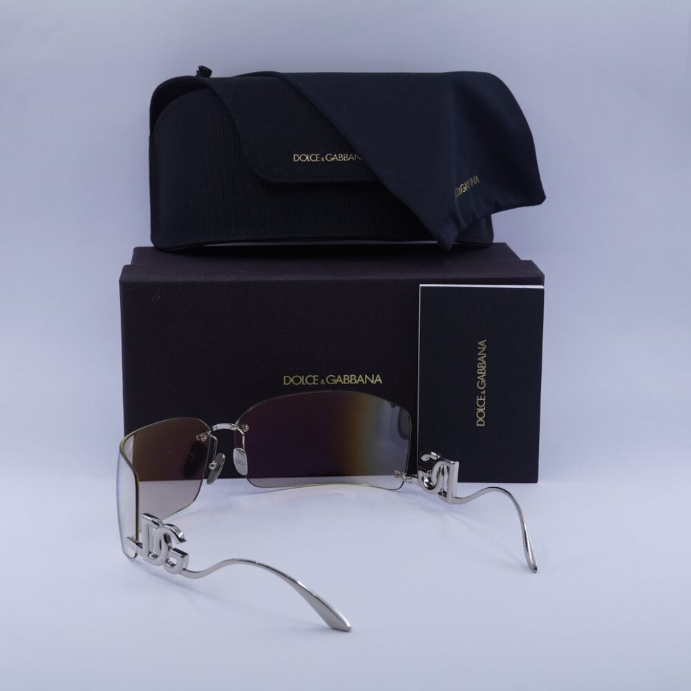 Dolce & Gabbana DG2319 05/6G Sunglasses Silver Rectangle Frame, Mirror Lenses - Picture 10 of 10